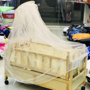 Wooden Cot Baby Cradle with Mosquito Net