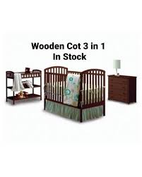 3 in 1 Wooden Cot, Wooden Draws & Wooden Clothes Rack